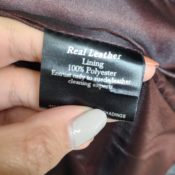 Agender, Dark brown and red,100% leather Jacket, Size 12 Women - Picture 5 of 7